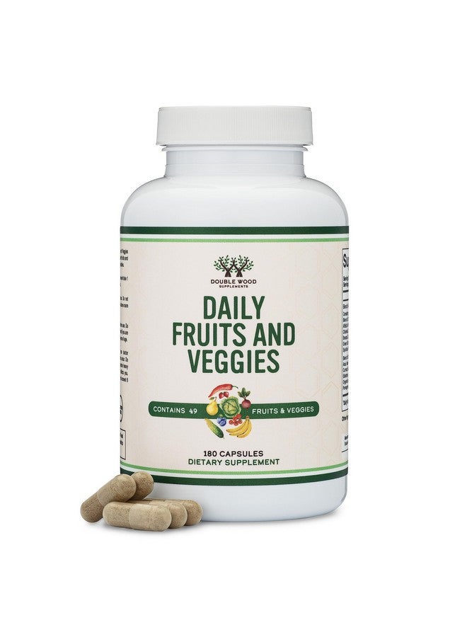 Double Wood Supplements Fruits and Veggies Supplement (Daily Blend of 49 Different Fruits and Vegetables, 23 Veggies and 29 Fruits) 1,500mg Servings, 180 Capsules (No Fillers, Vegan Safe, Non-GMO) by Double Wood - Image 4