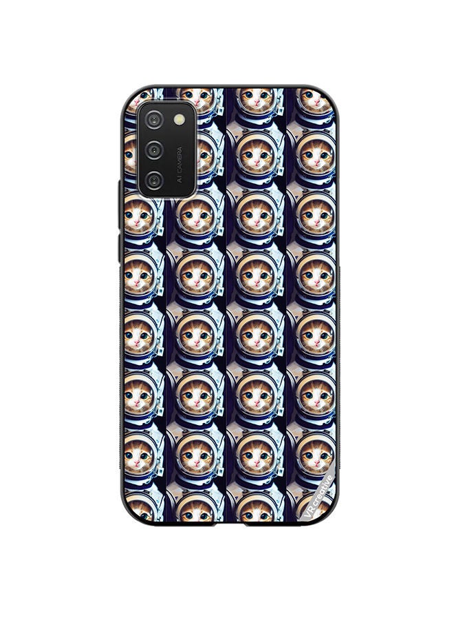 VR CREATIVE Protective Case Cover For Samsung Galaxy A02s Cat Face Inside Astronauts Helmet Pattern Design Multicolour - Image 1