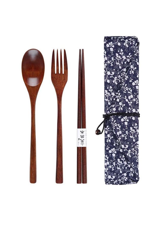 SOWUGI - Wooden Spoon Chopsticks Fork Sets Dinnerware Combinations Chopsticks and Spoons Fork Set - Image 1