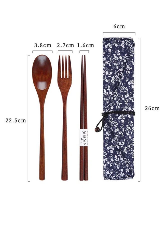 SOWUGI - Wooden Spoon Chopsticks Fork Sets Dinnerware Combinations Chopsticks and Spoons Fork Set - Image 1