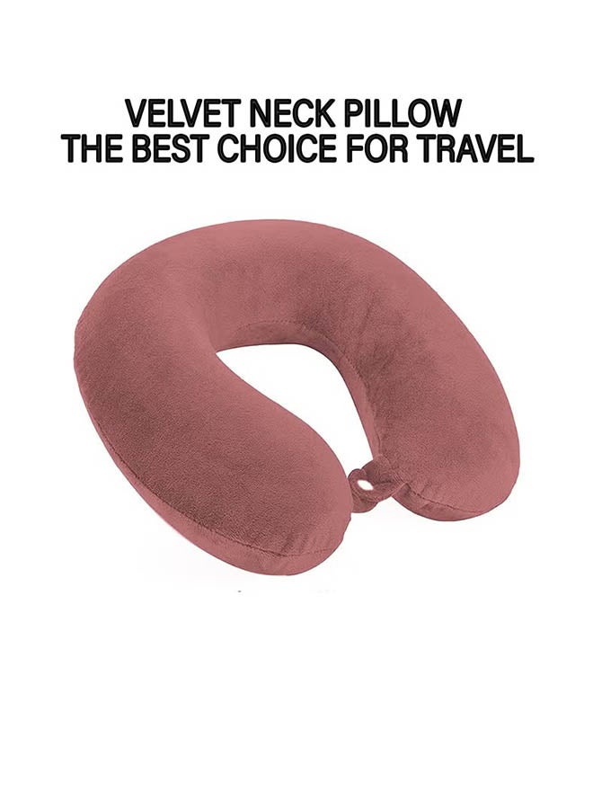 Kunzita Home Soft Velvet Neck Pillow   - 30x25x10 cm - Dark Pink - Image 1