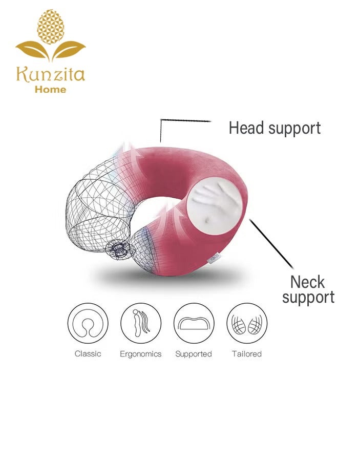 Kunzita Home Soft Velvet Neck Pillow   - 30x25x10 cm - Dark Pink - Image 3