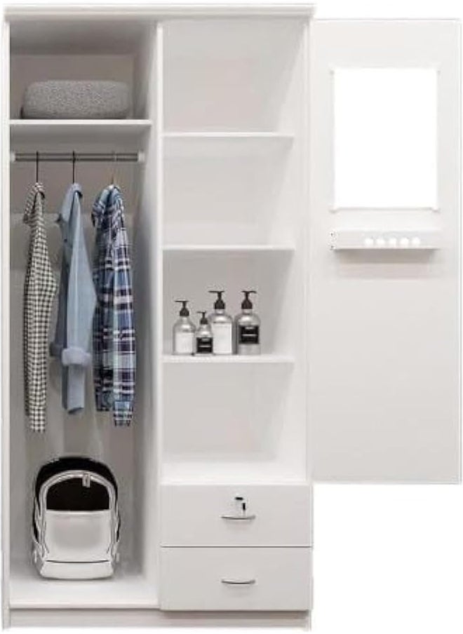 MAF furniture Maf 2 Door Wooden Wardrobe,Solid Wood Wardrobe With Lockable Drawers Perfect Modern Stylish Heavy Duty Maf-622 Color White  - Image 3