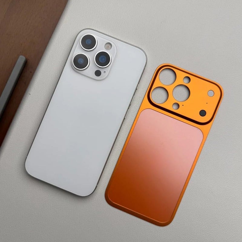 CRUPED لوحة خلفية محول | مجموعة ترقية من الألمنيوم قابلة للتقشير واللصق متوافقة مع آيفون 15 برو لتحويله إلى 17 برو / 17 برو ماكس (أزرق داكن) - Image 3