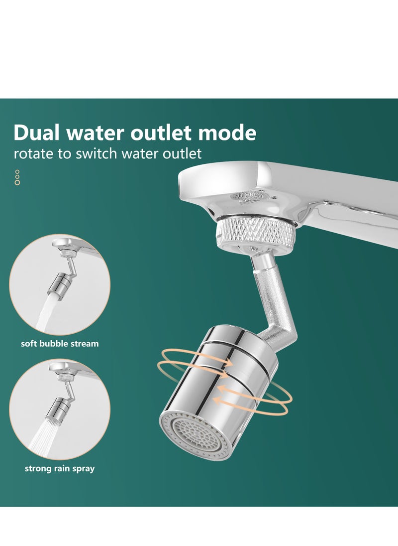 Brimix Universal Splash Filter Faucet Extender 720-Degree Rotate with 2 Modes Sprayer for Kitchen Bathroom Brass Faucet Aerator (Chrome)