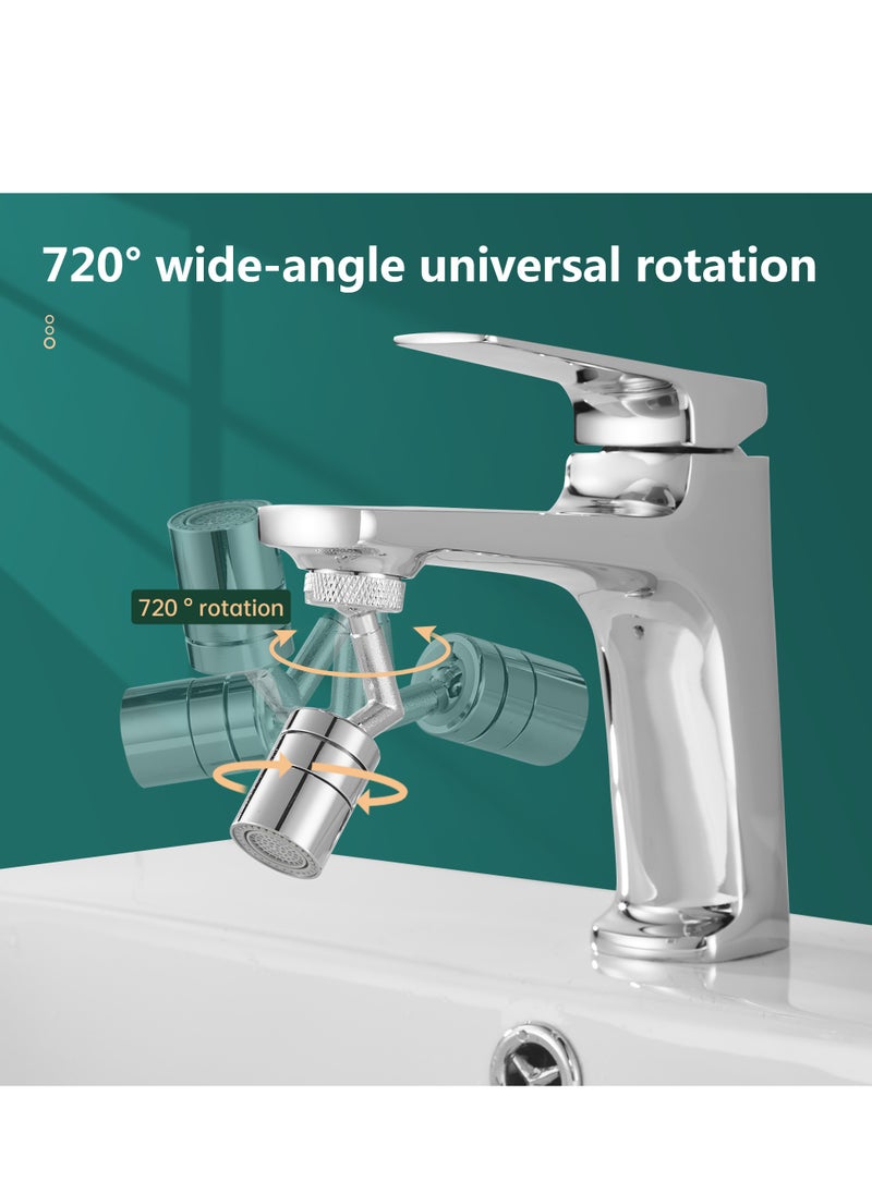 Brimix Universal Splash Filter Faucet Extender 720-Degree Rotate with 2 Modes Sprayer for Kitchen Bathroom Brass Faucet Aerator (Chrome)