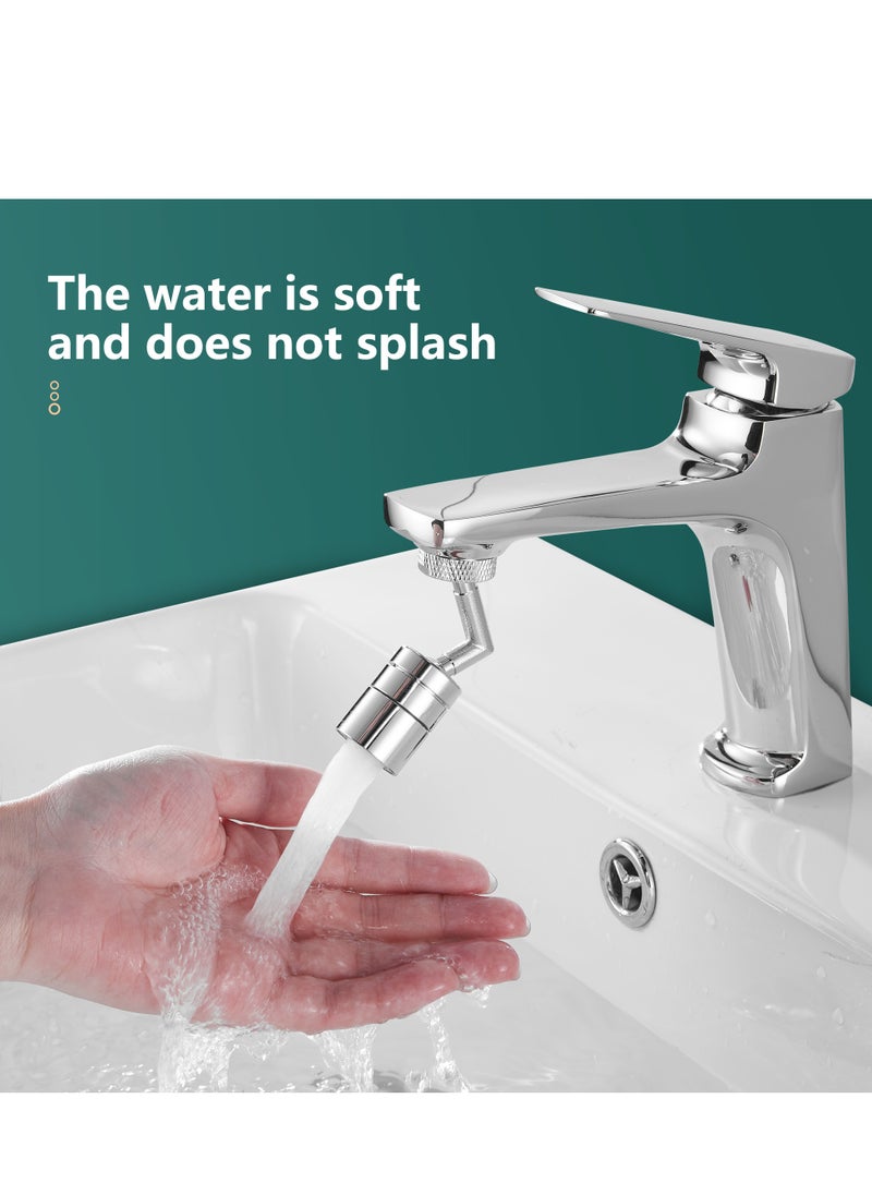 Brimix Universal Splash Filter Faucet Extender 720-Degree Rotate with 2 Modes Sprayer for Kitchen Bathroom Brass Faucet Aerator (Chrome)