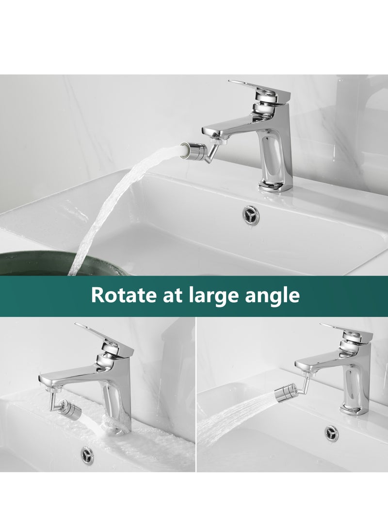 Brimix Universal Splash Filter Faucet Extender 720-Degree Rotate with 2 Modes Sprayer for Kitchen Bathroom Brass Faucet Aerator (Chrome)