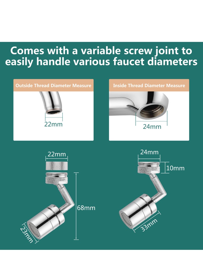 Brimix Universal Splash Filter Faucet Extender 720-Degree Rotate with 2 Modes Sprayer for Kitchen Bathroom Brass Faucet Aerator (Chrome)