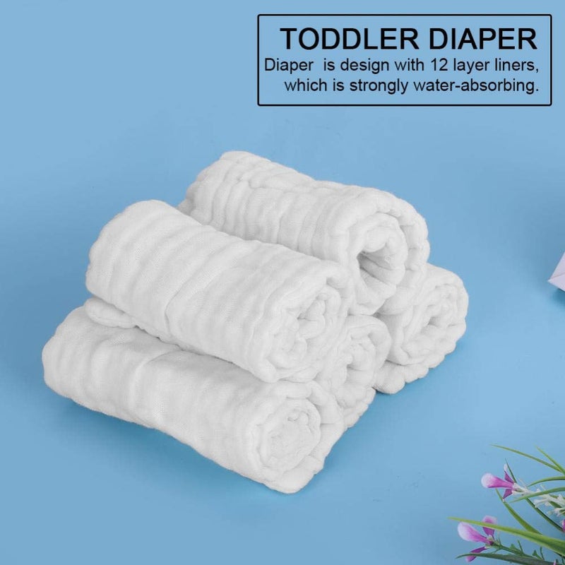 Tnfeeon 5 Pcs Baby Newborn Cotton Diaper Breathable Nappy Diapers Newborn Multifunction Washable Reusable Bath Hairdressing Towel for Children Infant ToddlersWhite - Image 4