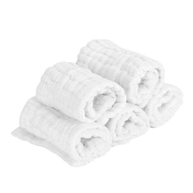 Tnfeeon 5 Pcs Baby Newborn Cotton Diaper Breathable Nappy Diapers Newborn Multifunction Washable Reusable Bath Hairdressing Towel for Children Infant ToddlersWhite - Image 1