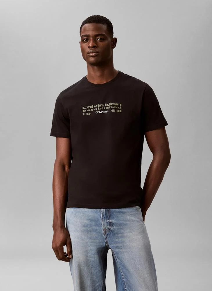 Calvin Klein Jeans Black Logo Graphic Crew Neck T-Shirt for Men | Best Price UAE