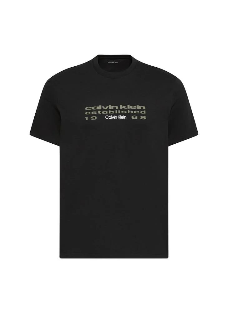 Calvin Klein Jeans Black Logo Graphic Crew Neck T-Shirt for Men | Best Price UAE
