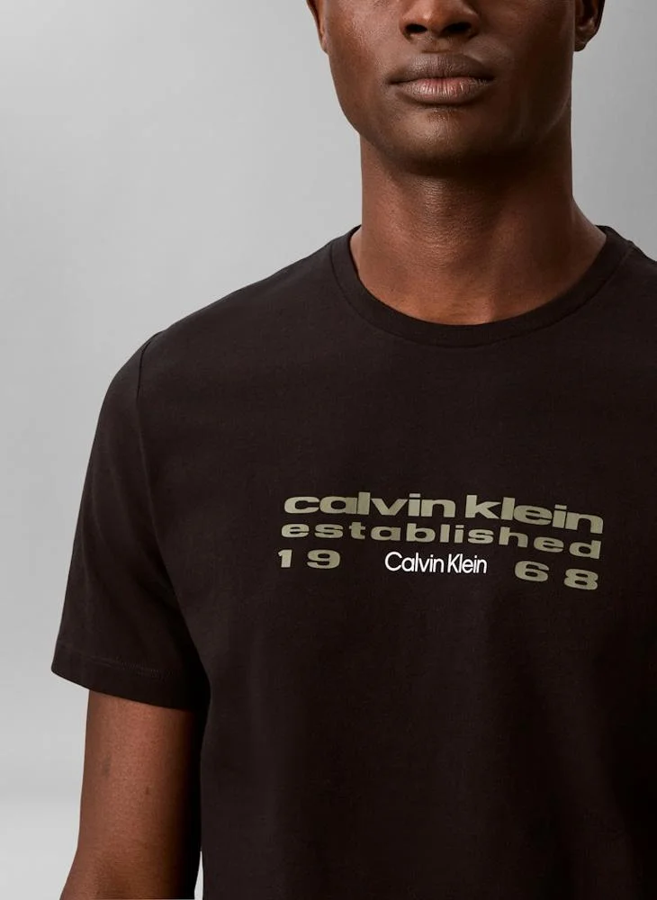 Calvin Klein Jeans Black Logo Graphic Crew Neck T-Shirt for Men | Best Price UAE