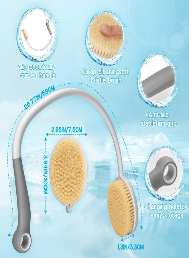 Milifox 1 Pack Back Scrubber Long Handle Shower Brush 27" Curved Back Brush with U-Shaped Curved Handle Shower Back Washer for Women Men Elderly Exfoliation - Image 2