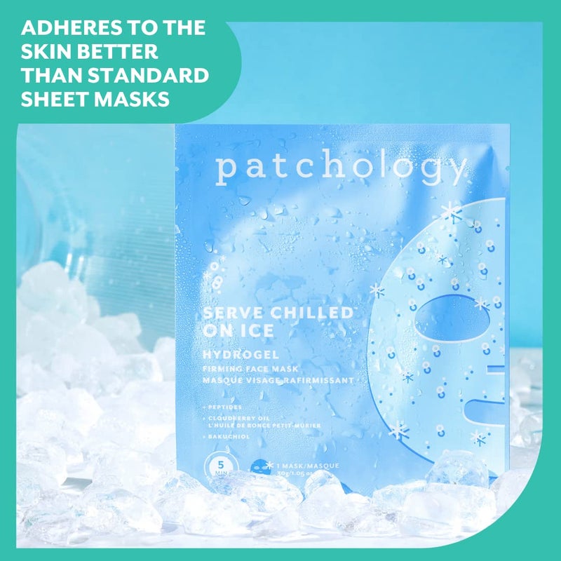 Patchology Iced Cooling Hydrogrel Face Mask Sheet with Peptides, Cloudberry Oil & Bakuchiol, Facial Sheet Mask for Soothing, Puffiness & Firming Skin - Christmas Gifts & Stocking Stuffers (1 Count) - Image 5