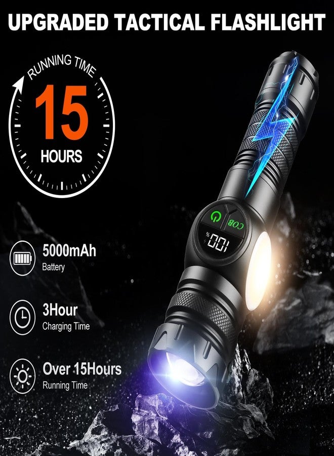 iodoo 4 in 1 Rechargeable 6500K / 395nm UV Flashlight Dimming Stepless True 5000 Lumens IP45 Zoomable Beam UV Light, 5000mAh Halloween LED Flash Light with Magnet Power Failure - Image 5