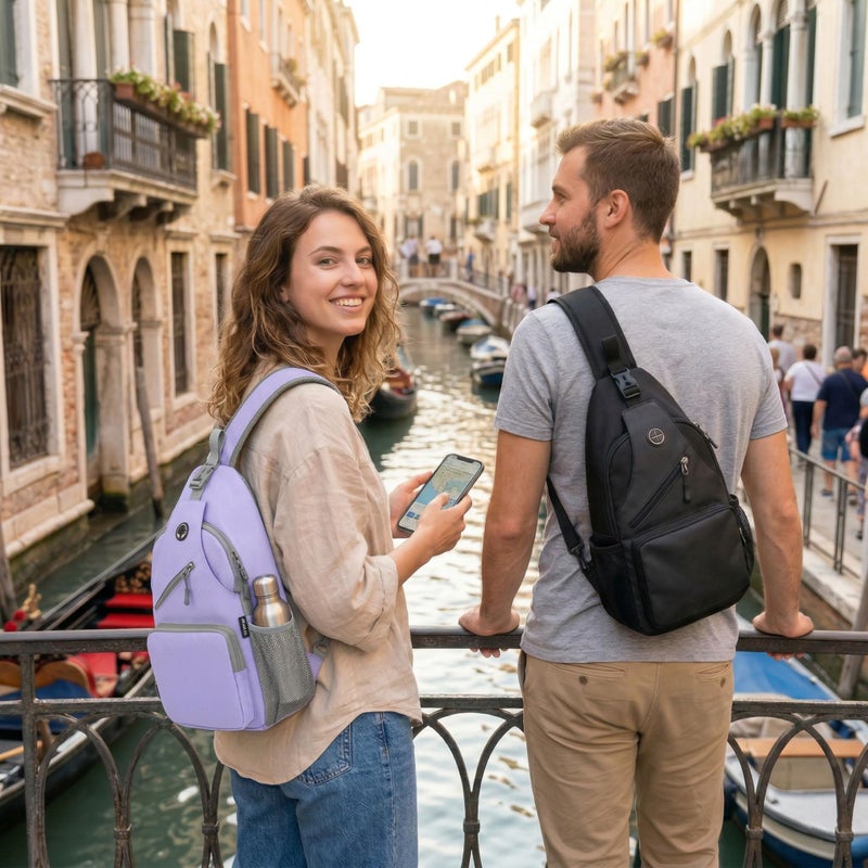 Javolto Sling Bag for Men Crossbody Backpack, Small Sling Backpack Mens Shoulder Bag, Casual Daypack Hiking Bag for Travel - Image 2