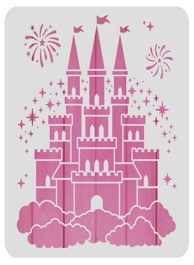 BENECREAT Castle Plastic Painting Stencil, 12x12 Star Firework Pattern Craft Template DIY Art Craft Stencil for Scrabooking Card Wood Paper Wall Decoration - Image 1