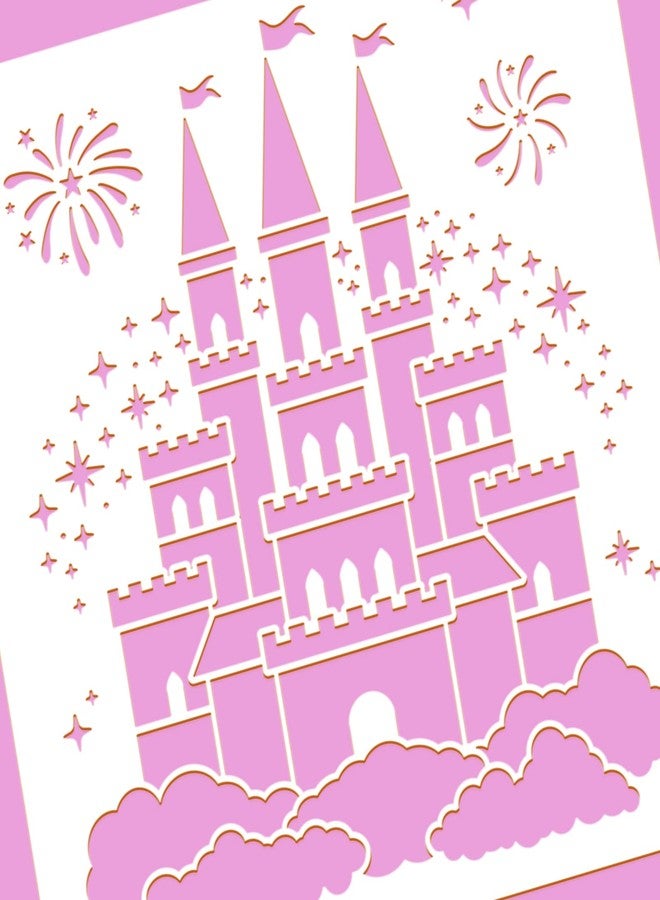 BENECREAT Castle Plastic Painting Stencil, 12x12 Star Firework Pattern Craft Template DIY Art Craft Stencil for Scrabooking Card Wood Paper Wall Decoration - Image 4