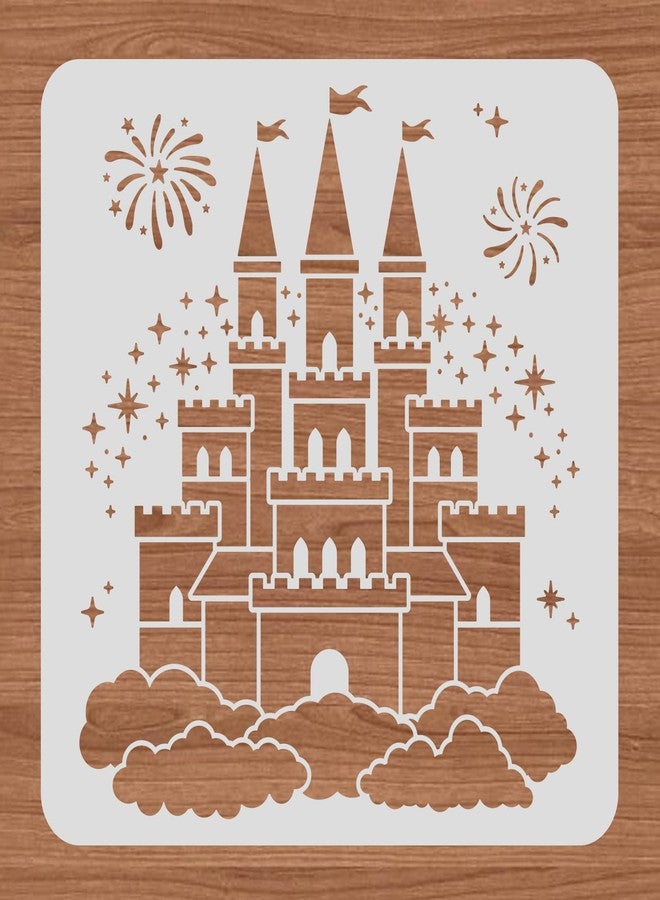 BENECREAT Castle Plastic Painting Stencil, 12x12 Star Firework Pattern Craft Template DIY Art Craft Stencil for Scrabooking Card Wood Paper Wall Decoration - Image 3