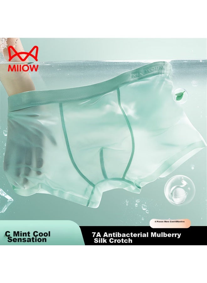 MIIOW Maoren Men's Underwear, Summer [cool Mint Sensation], Ice Silk Underwear With Mulberry Silk, 10a Antibacterial Crotch, Boxer Briefs  - Image 1