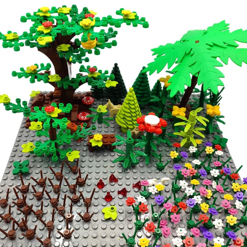 ZHX Garden Park Building Block Parts Botanical Scenery Accessories Plant Set Building Bricks Toy Trees Flowers Compatible All Major Brands (Without Baseplate) - Image 1