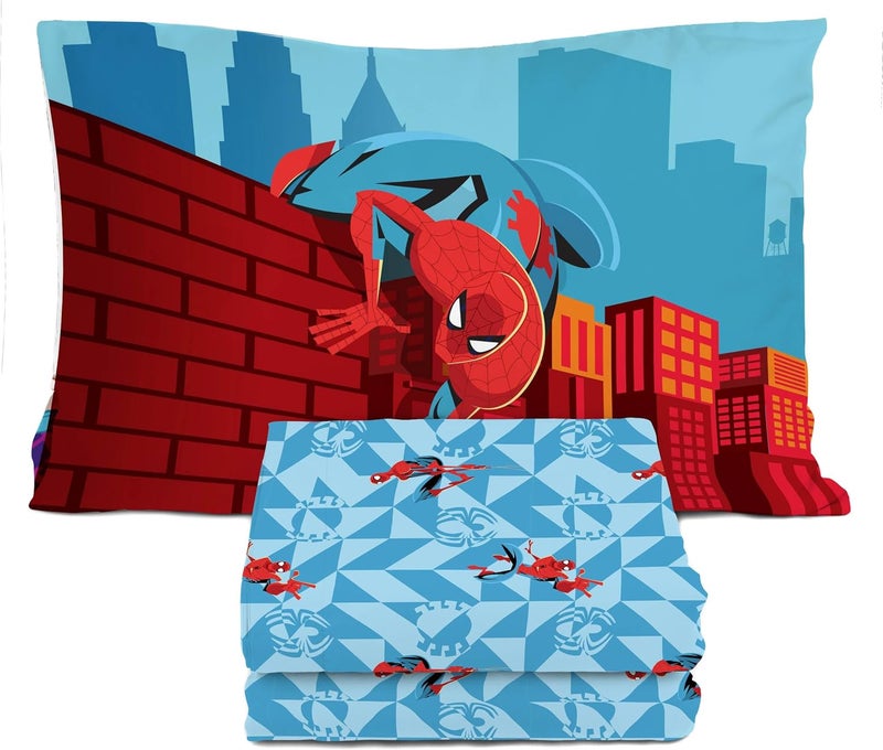 Sunny Side Up Kids Sheet Set Includes Sheets and Pillow Cover - 100% Microfiber Bedding and Room Decor, Blue - Spiderman, 3 Piece Twin - Image 1