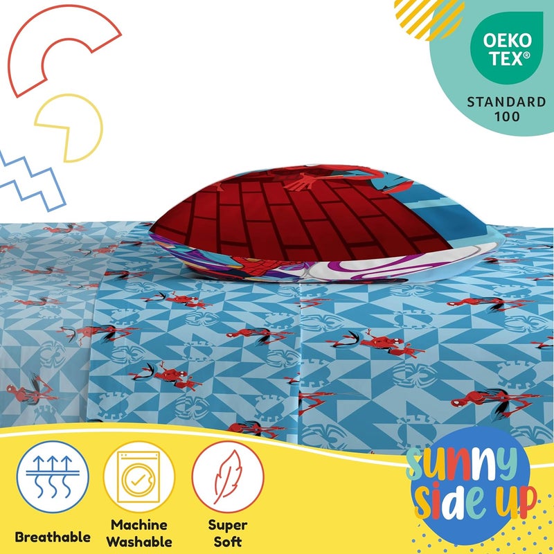 Sunny Side Up Kids Sheet Set Includes Sheets and Pillow Cover - 100% Microfiber Bedding and Room Decor, Blue - Spiderman, 3 Piece Twin - Image 3
