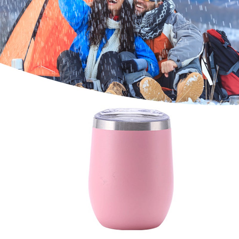 12oz 304 Stainless Steel Eggshell Cup U Shape Insulation Wine Cup Big Belly Eggshell Cup Pink 12oz - Image 5