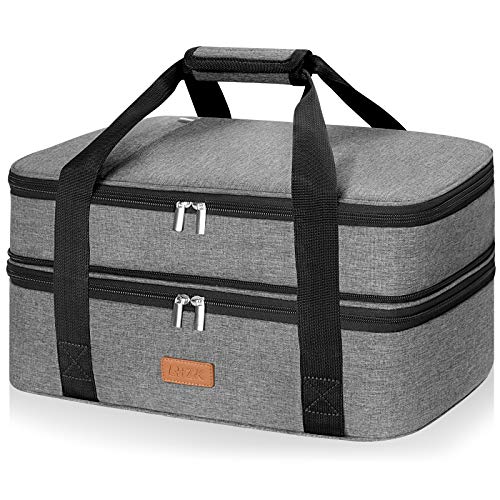 LHZK Insulated Casserole Carrier - Expandable Holder Tote for Hot or Cold Food, Fits 11 x 15 or 9 x 13 Baking Dishes - For Potlucks, Picnics, Beach (Grey) - Image 1