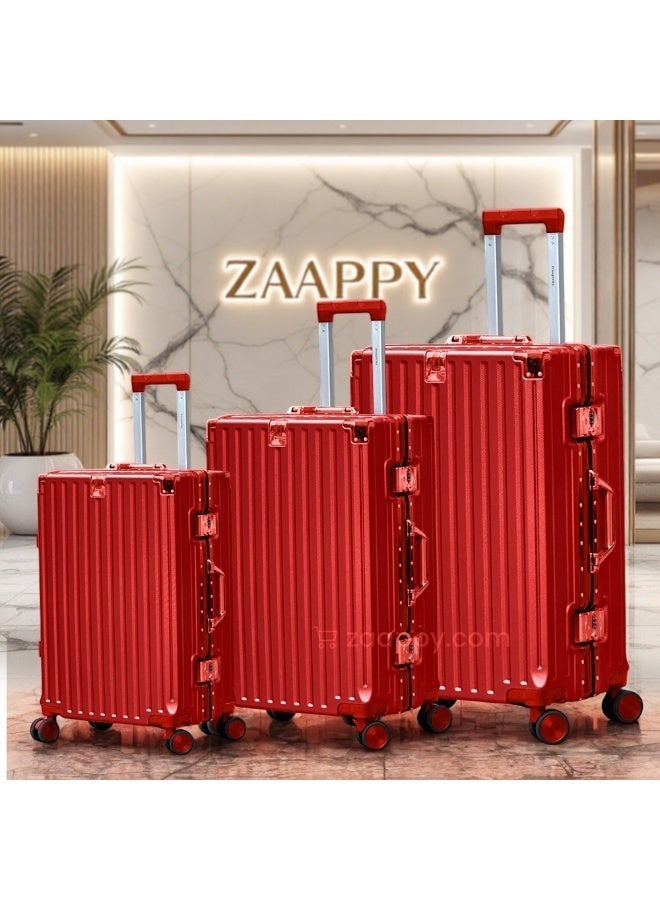 ZAAPPY Aluminum Frame 3-Piece Luggage Set (20/24/28 Inch) - with USB Port, Bottle & Phone Holder - Image 2