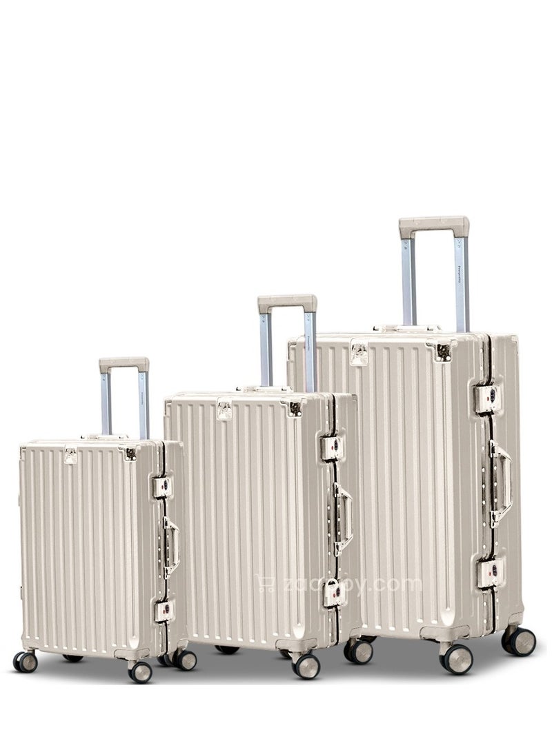 ZAAPPY Aluminum Frame 3-Piece Luggage Set (20/24/28 Inch) - with USB Port, Bottle & Phone Holder - Image 1