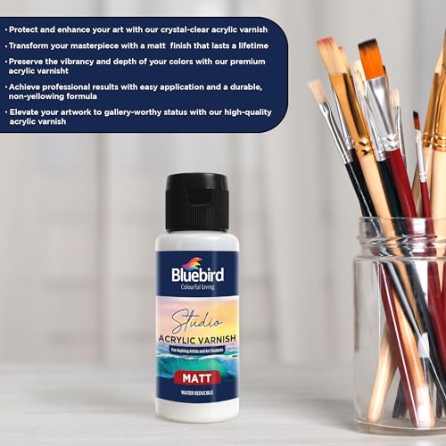 BLUEBIRD Studio Acrylic Varnish, Matt, 3.38 Fl Oz (100ML), Non-Yellowing, Non-Toxic, Anti-Crazing, Basic Varnish for Pro Artists, Hobby Painters & Kids - Image 4