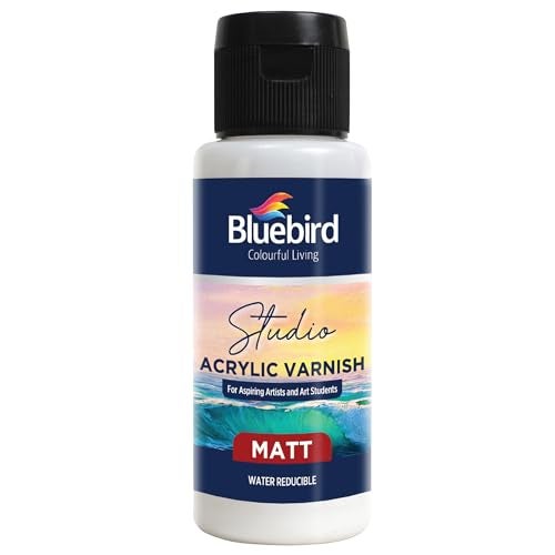 BLUEBIRD Studio Acrylic Varnish, Matt, 3.38 Fl Oz (100ML), Non-Yellowing, Non-Toxic, Anti-Crazing, Basic Varnish for Pro Artists, Hobby Painters & Kids - Image 1