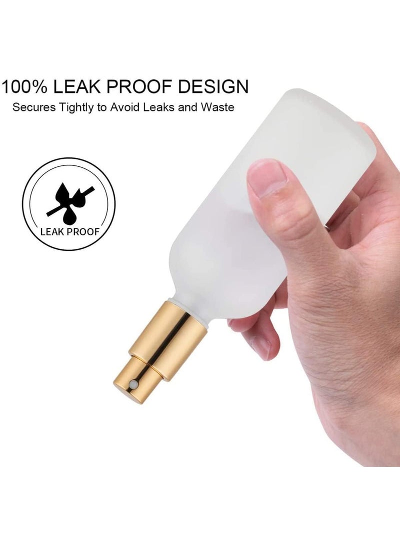 2 Pcs 100ml Frosted Glass Spray Bottles, Refillable Mist Sprayer with Cap, Leak Proof Portable Travel Bottles for Perfume, Essential Oils, Toner, Hair Spray, Gold - Image 5