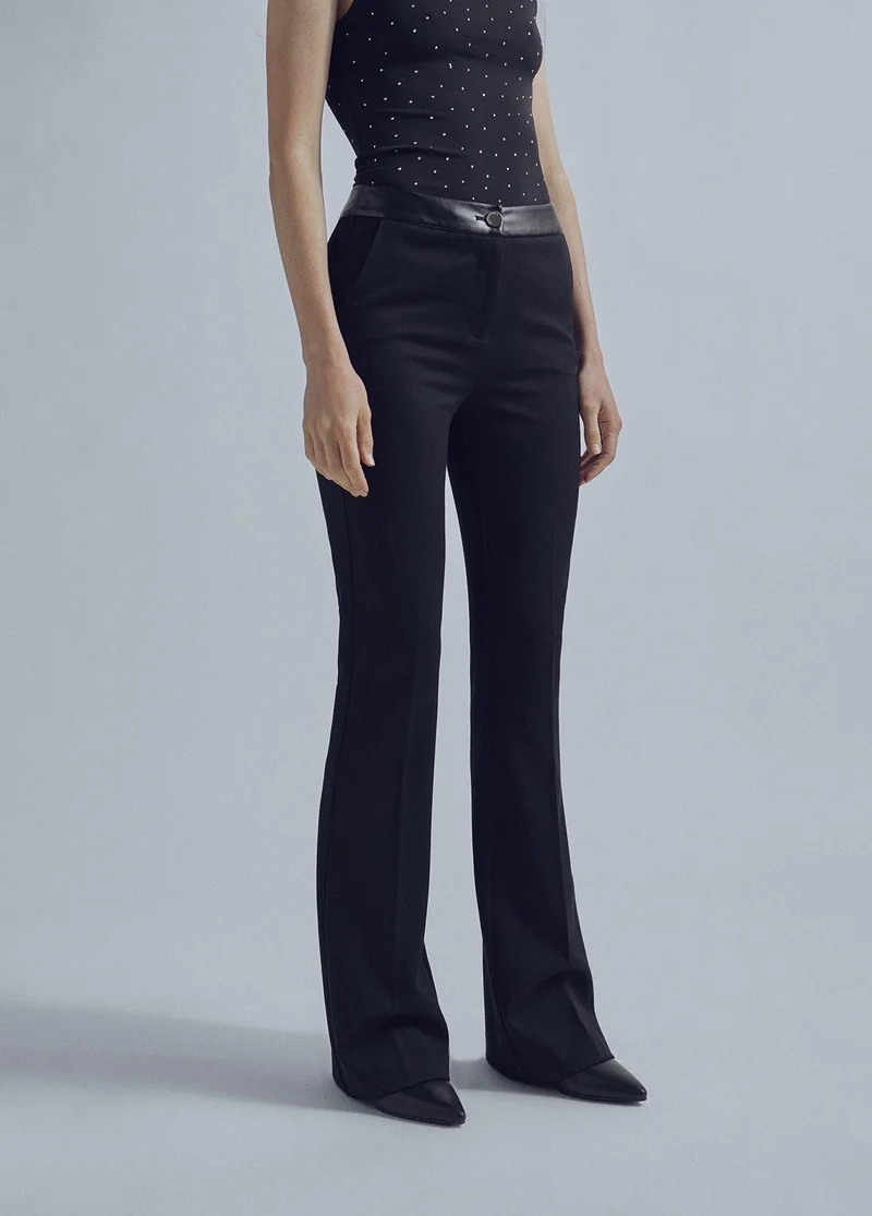Lola Casademunt Flared trousers with leather detail