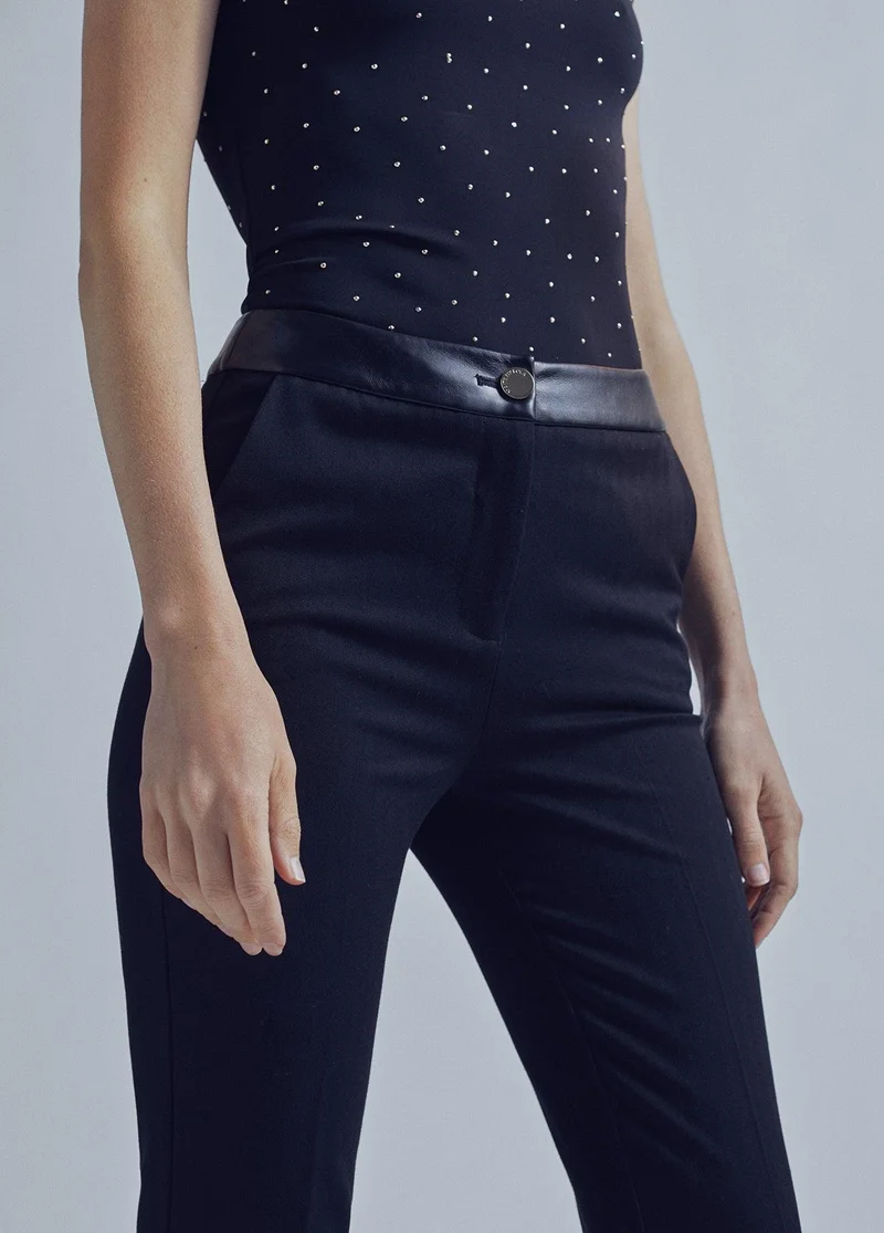 Lola Casademunt Flared trousers with leather detail