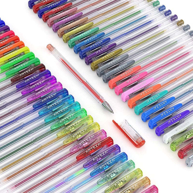 ARTEZA Gel Pens Colored Set of 60, Fine Point Pens for Journaling and Coloring, Vibrant Ink Pens for Adults - Image 2