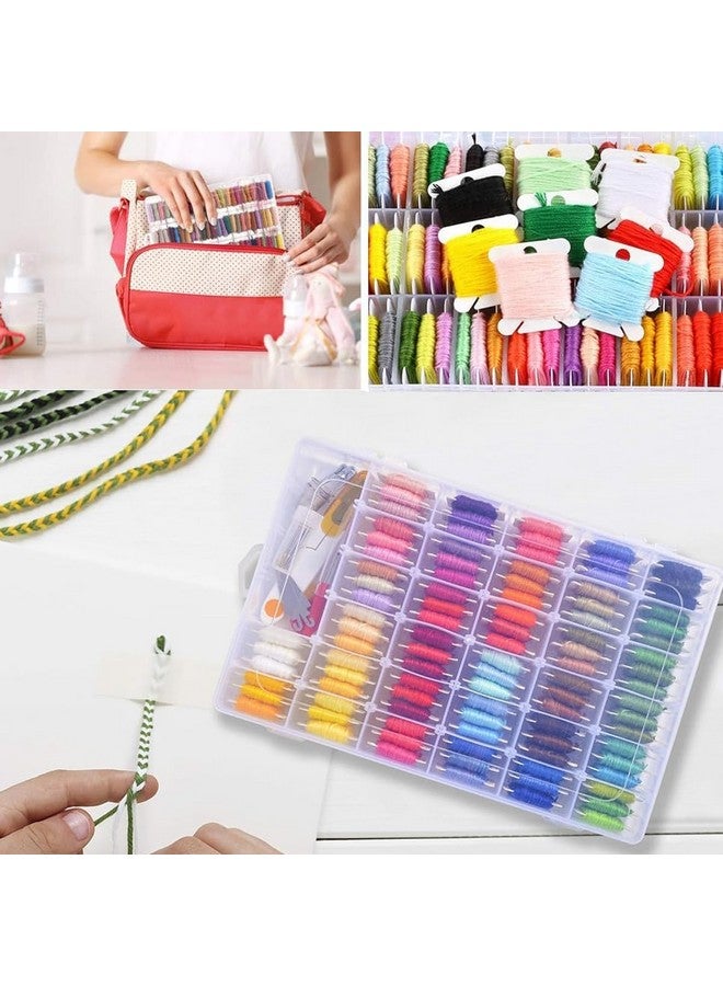 HASTHIP® Embroidery Floss Organizer Kit Cross Stitch Thread Storage Box Tools with Floss Bobbin Winder, with 40pcs Plastic Floss Bobbins, Color Number Stickers, DIY Embroidery Floss Storage Kit - Image 5