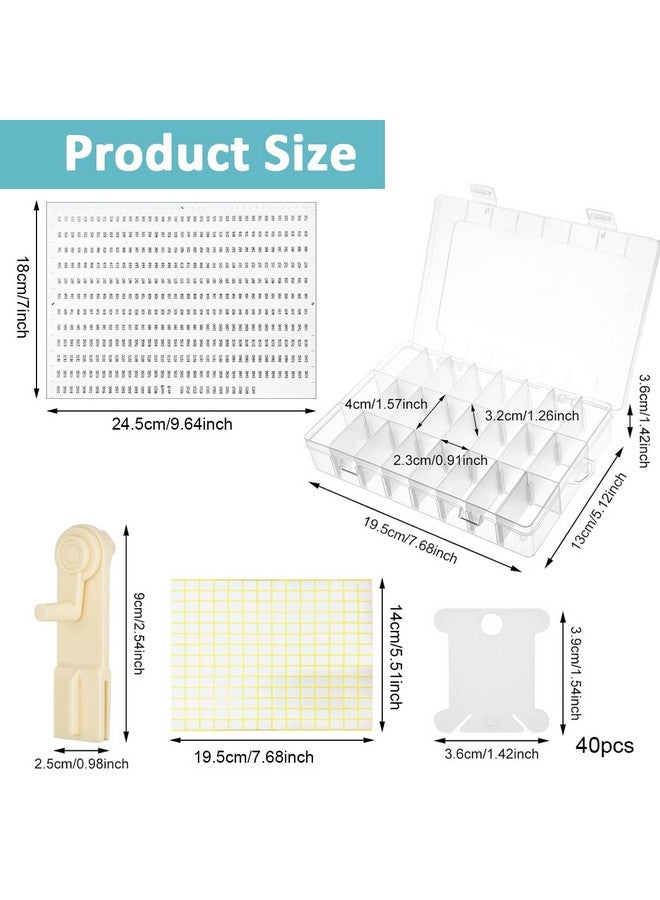 HASTHIP® Embroidery Floss Organizer Kit Cross Stitch Thread Storage Box Tools with Floss Bobbin Winder, with 40pcs Plastic Floss Bobbins, Color Number Stickers, DIY Embroidery Floss Storage Kit - Image 2