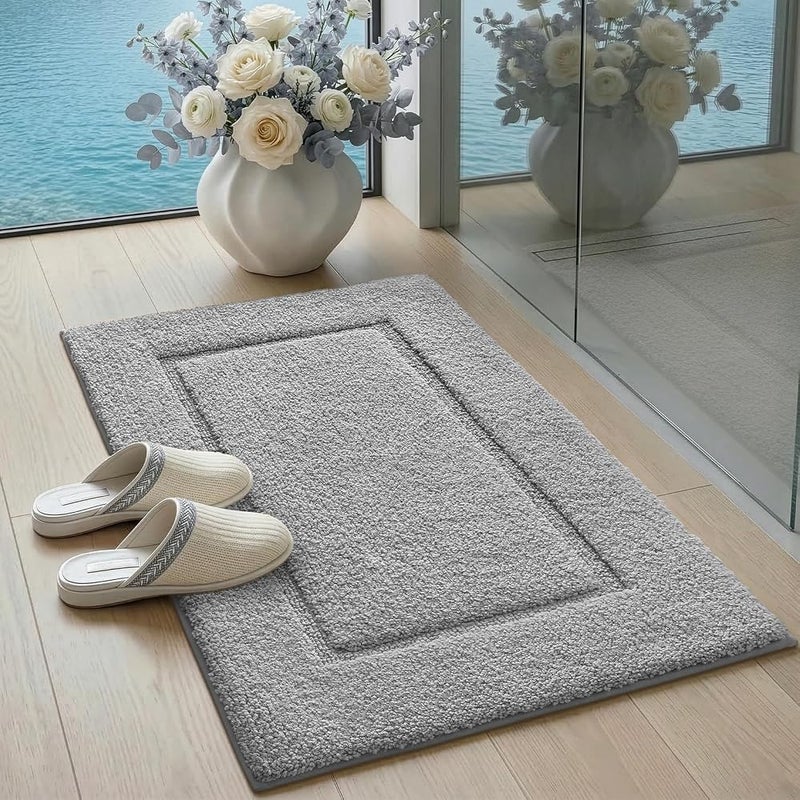 DEXI Bathroom Mat Washable Non Slip Bath Mats, 50 x 80 cm Light Grey - Image 3