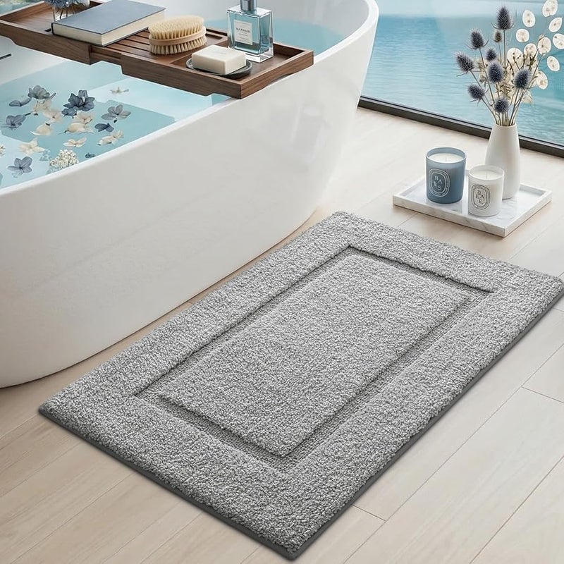DEXI Bathroom Mat Washable Non Slip Bath Mats, 50 x 80 cm Light Grey - Image 2
