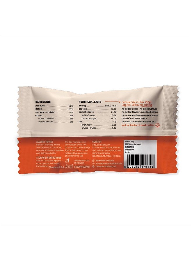 The Whole Truth Protein Bars | Peanut Cocoa | Pack Of 6 X 52G Each | No Added Sugar | No Preservatives | No Artificial Sweeteners | No Gluten Or Soy | All Natural Ingredients - Image 2