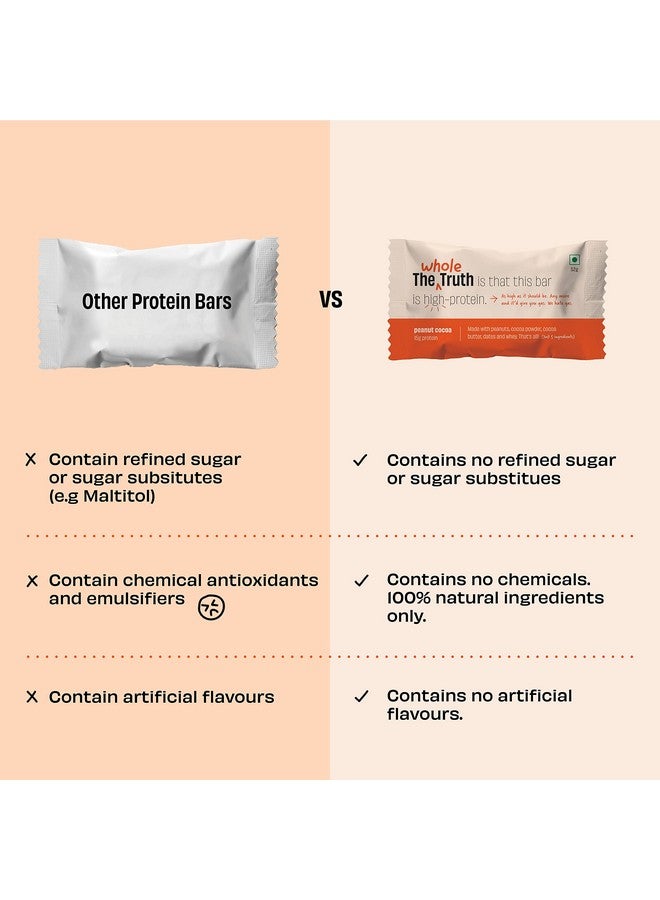 The Whole Truth Protein Bars | Peanut Cocoa | Pack Of 6 X 52G Each | No Added Sugar | No Preservatives | No Artificial Sweeteners | No Gluten Or Soy | All Natural Ingredients - Image 3