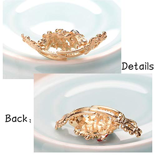 Suoirblss Rhinestone Metal Hair Claw on Dual Spring Vintage Enamel Painted Flowers Shiny Crystals Headdress Hair Clips Alloy Crab Clips Hair Accessories (Blue) - Image 2