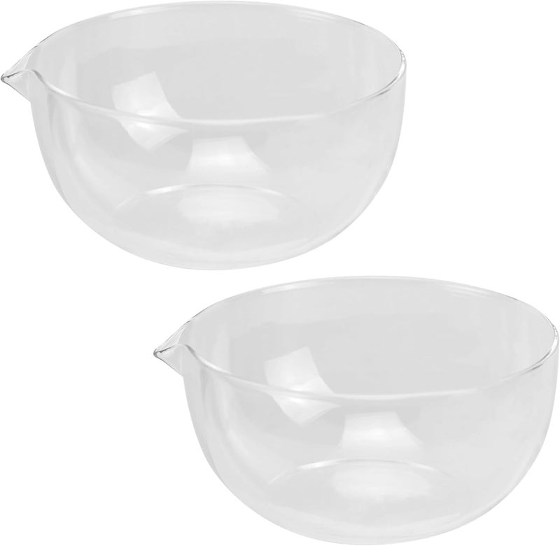 EIKS Glass Bowls with Spout for Mixing and Serving Sauce Jam Salad Coffee Milk Cooking Baking 300ml  2 - Image 1