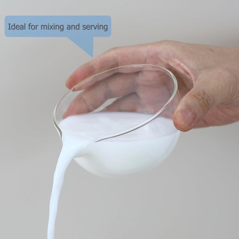 EIKS Glass Bowls with Spout for Mixing and Serving Sauce Jam Salad Coffee Milk Cooking Baking 300ml  2 - Image 2