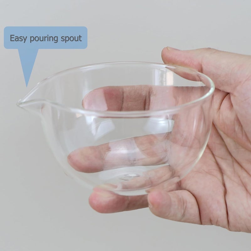 EIKS Glass Bowls with Spout for Mixing and Serving Sauce Jam Salad Coffee Milk Cooking Baking 300ml  2 - Image 4