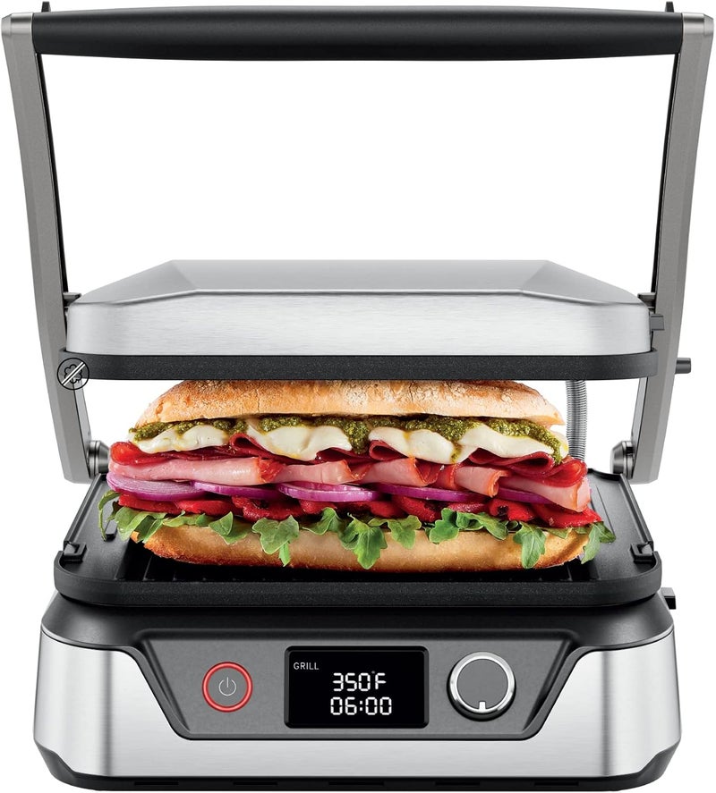 Chefman 5-in-1 Digital Panini Press Grill Sandwich Maker and Griddle Grill Combo with Removable, Reversible Dishwasher-Safe Grilling Plates, Opens 180° for Indoor BBQ /Flat Top Grill, Stainless steel - Image 1